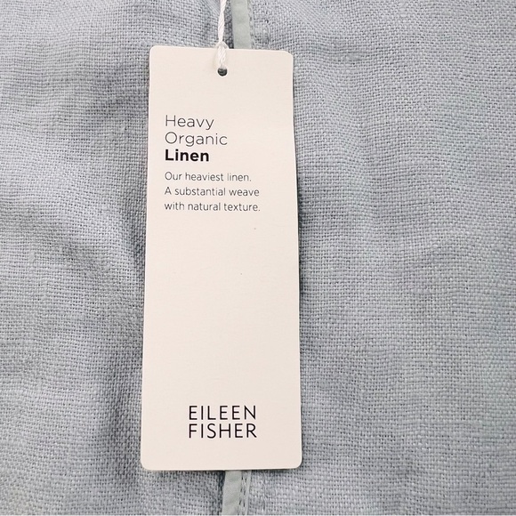 Eileen Fisher Heavy Organic Linen Drape Front Jacket Dawn Blue Size L NEW - Picture 10 of 11